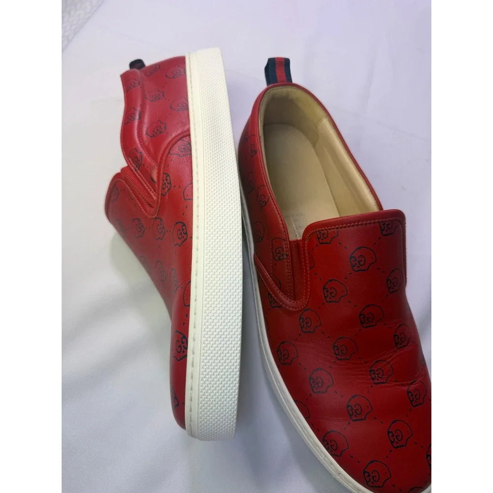 Gucci Ghost Ace Mens Red Leather GG Skull authenticity guarantee sneakers 407362